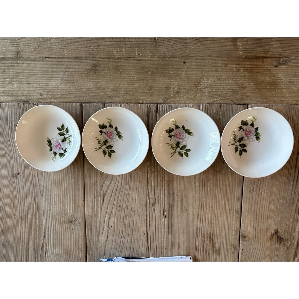 Set Of 4 CROOKSVILLE DELMAR MARIE QUEEN ROSE USA 5.5" Berry Dessert Bowl MINT